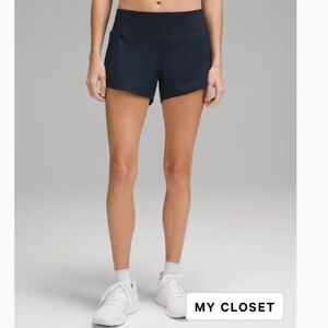 Lululemon Speed Up Mid-Rise Lined Short 4" - True Navy - Size 8